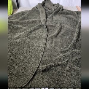 Women's Open Front Long Sleeve Olive Green Sweater - XL - 42Pops